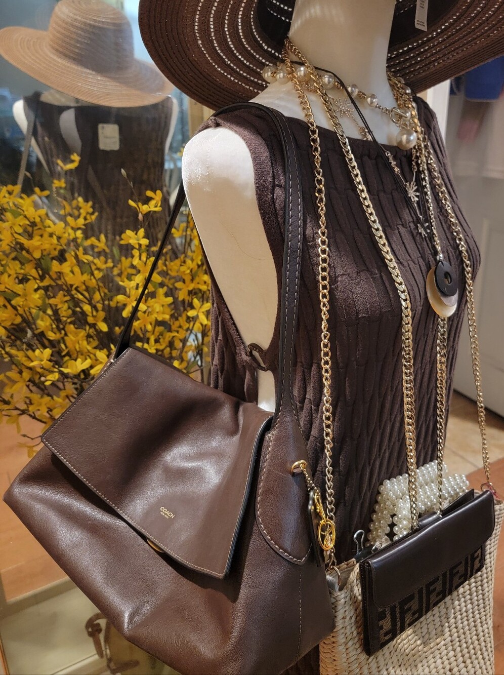 Coach Dark Brown/Maple Leather Shoulder Bag-gently Used